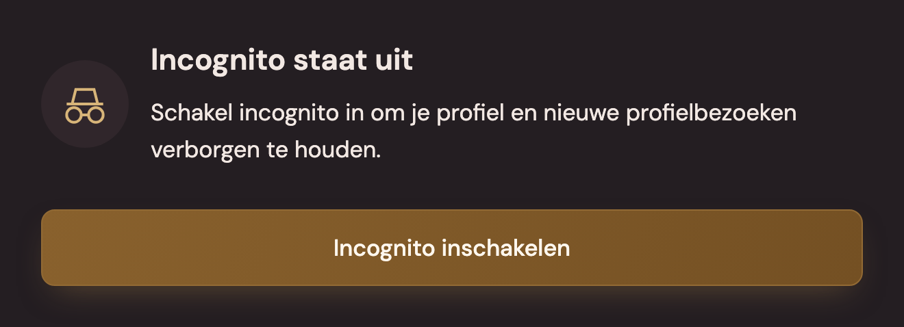 Incognito staat uit, met de knop Incognito inschakelen in de echte accountinstellingen.