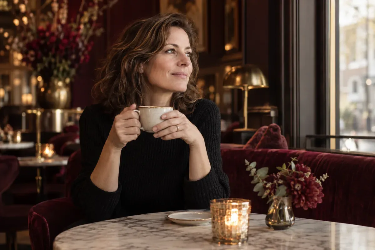 Een rustig moment bij het raam van een café